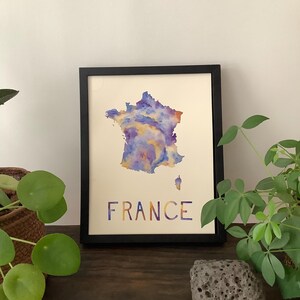 Aquarelle carte de la France - déco