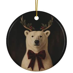 Wunderliche Eisbärverzierungen, Feiertagsdekor, Weihnachtsdekorationen, doppelseitige Keramik