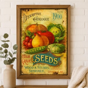 Vintage Vegetable Seed Catalogue Poster: Retro Farmhouse Kitchen Print (Digital Download