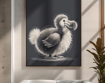 ドードー鳥の崖の上の絵画：気まぐれな野生動物アート（デジタル