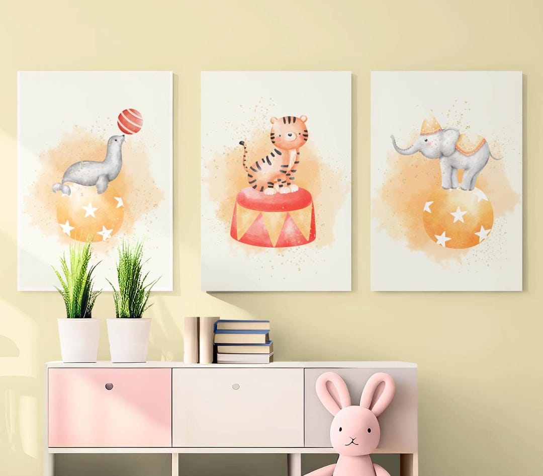 Watercolor Circus Animal Nursery Prints: Whimsical Wall Art, Set of 3 ...