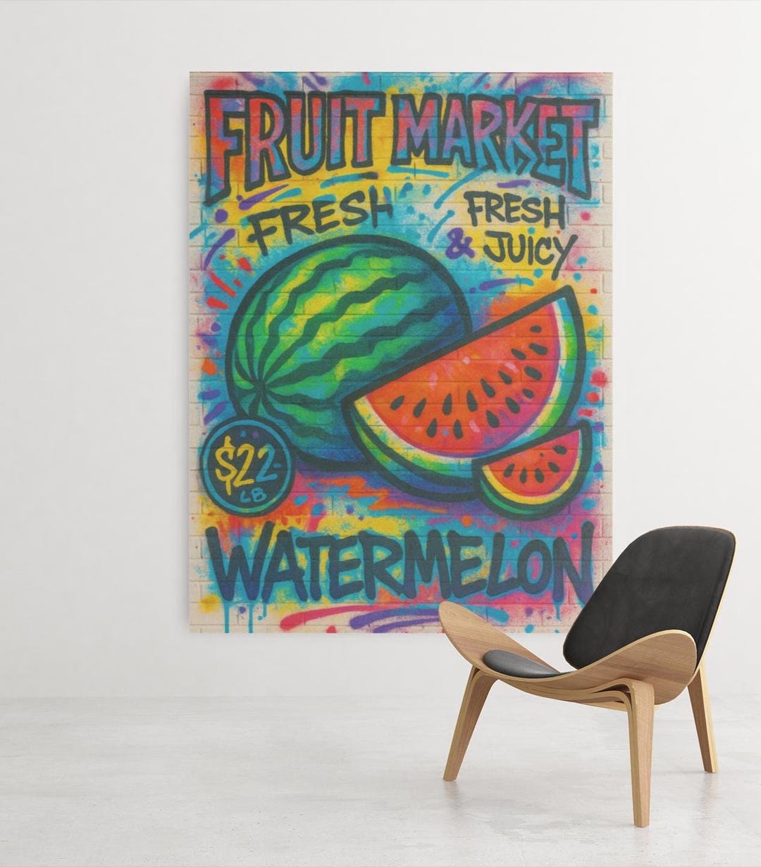 Graffiti Watermelon Art Print: Vibrant Summer Kitchen Decor (digital ...