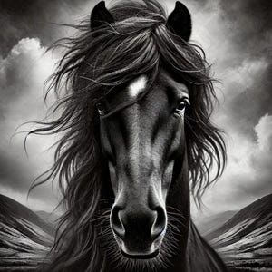 Black Mustang Horse Print: Montana Wildlife Photography (Digital Download)