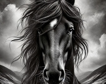 Black Mustang Horse Print: Montana Wildlife Photography (Digital Download)