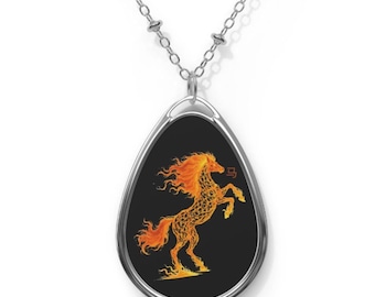 Fire Horse Necklace 2026, Vibrant Zodiac Pendant with Glossy Finish