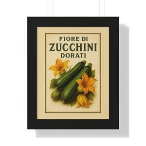 Vintage Zucchini Art Print: Rustic Italian Kitchen Decor, Botanical Illustration