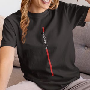 Minimalist Georgia T-Shirt – Thin Red Line with Georgian Lettering, Unisex Tee