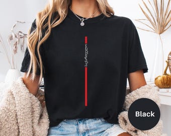Minimalist Georgia T-Shirt – Thin Red Line with Georgian Lettering, Unisex Tee