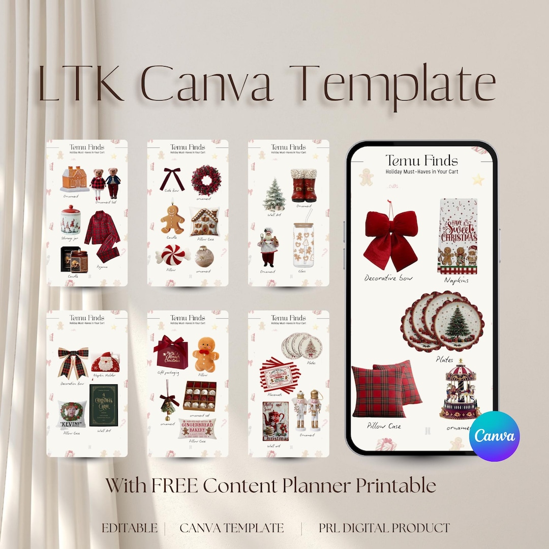 LTK Canva Template Christmas Temu Guide. Editable Instagram Layout for ...