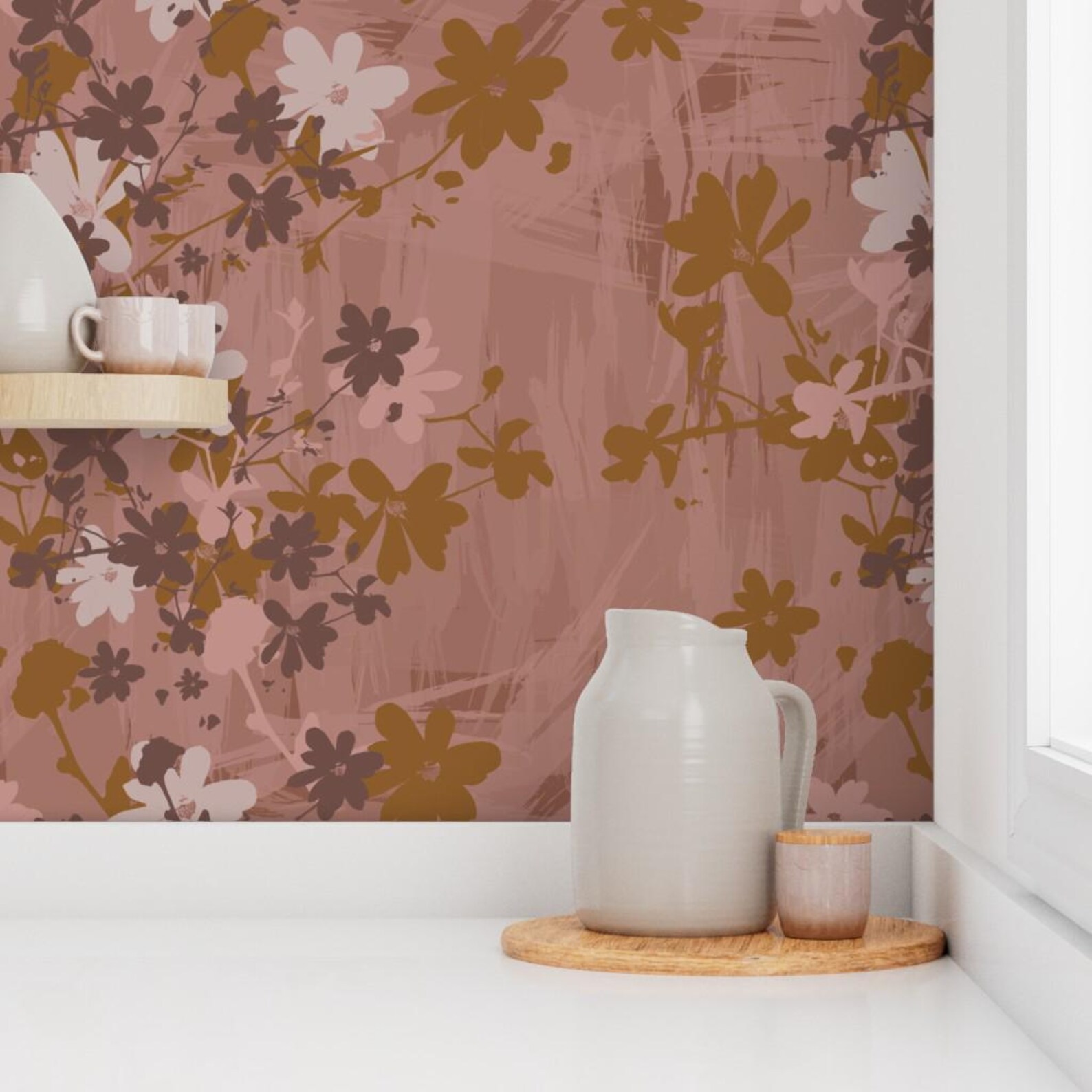 Tangled Bloom in Rose Gold Wallpaper Romantic Floral Wallpaper ...