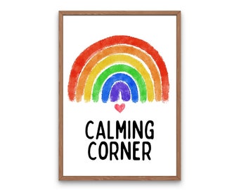 Calming Corner Motivational Classroom Wall Art, Inspirational Poster Quotes, Kids Educational, Playroom Wall Art Decor
