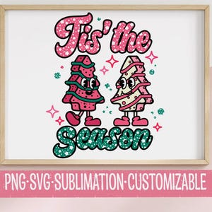 Tis' the Season SVG | Retro Weihnachtsbaum Design |  Festlicher Urlaub SVG für Cricut & Silhouette