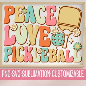 Peace Love Pickleball - schattige augurk, png | Digitale download | Sportief cadeau | Speelse clipart | Game Day-graphics