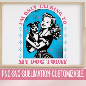Dog Lover SVG: Retro Woman and Pup Design (Digital Download, PNG & SVG Files)