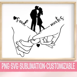 Soul Mates Süßes Pinky Versprechen Zeichnung Romanze SVG & PNG | Digitaler Download | Schwarz und Weiß | Hochzeit Clipart | Brautparty | Romantisch