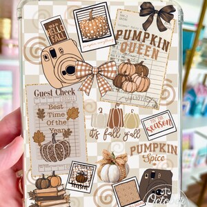 Reversible Kindle Case Insert, Pumpkin Queen Neutral Fall Collage and Pumpkin Print image 3