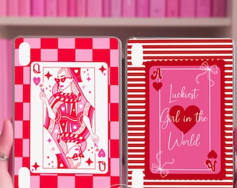 Reversible iPad Case Insert, Coquette Queen of Hearts and Luckiest Girl in the World