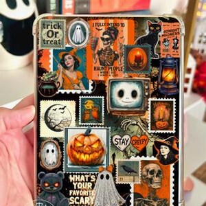 Reversible Kindle Case Insert, Vintage Halloween Photo Collage, Orange Black Gothic Bild 3