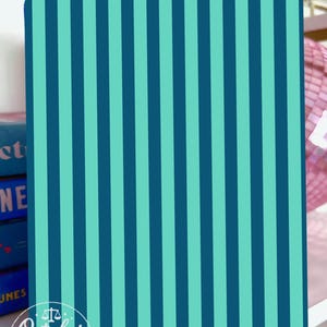 Inserto reversible para funda Kindle, cuaderno de composición personalizado, estampado de pegatinas, rayas azul marino y verde azulado imagen 3