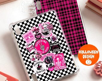 Hot Pink Horror iPad Case Insert | Reversible Halloween Horror Book Lover Sleeve Design