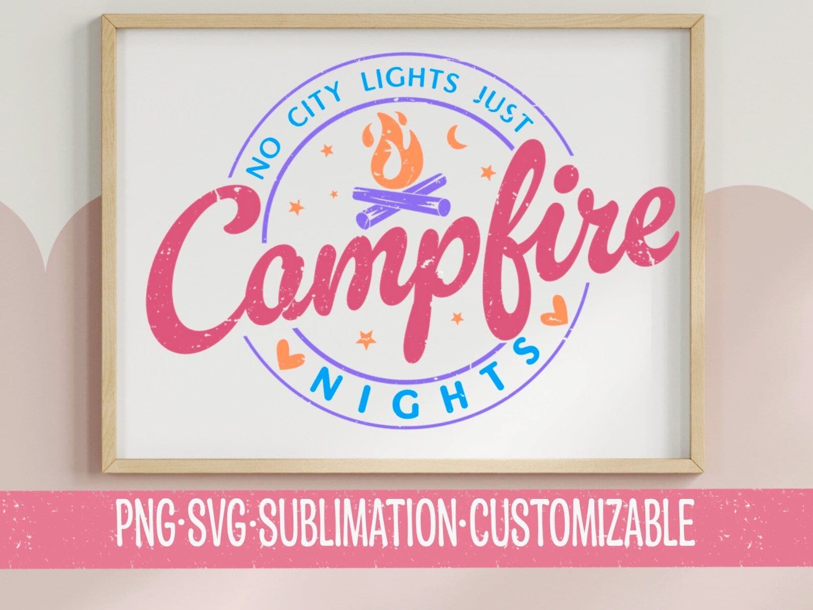 No City Nights, Just Campfire Lights PNG & SVG | Digital Download | Travel Clipart | Family Trip | Vacation Graphic | Cute Camping PNG