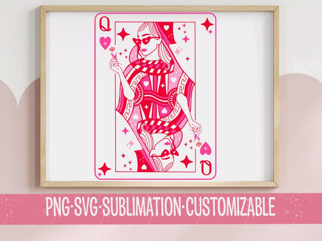 Queen of Hearts SVG PNG: Playing Card Digital Download Commercial