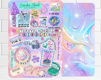 Reversible Kindle Paperwhite Colorsoft Case Insert, Personalized Friendship Bracelet Era Collage and Pastel Swirl