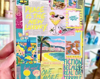 Reversible Kindle Case Insert, Bookish Collage & Library Card Print — Main Character Energy  Hot Girl Sips