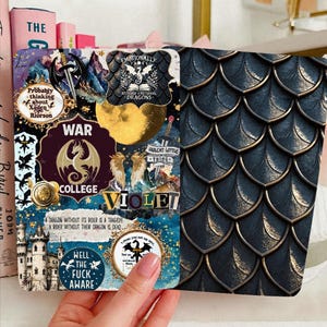 Reversible Kindle Case Insert, Dragon Wing Dark Academia Collage and Gold Scale