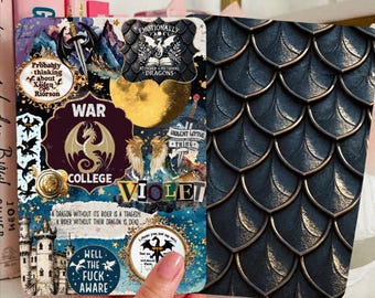 Reversible Kindle Case Insert, Dragon Wing Dark Academia Collage and Gold Scale