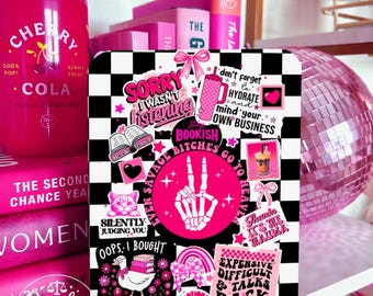 Reversible Kindle Case Insert, Savage Bookish Checker Collage and Pink Galaxy
