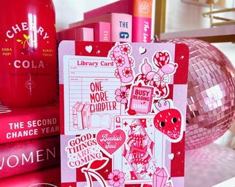 Reversible Kindle Case Insert — Bookish Soul Sticker Print and Pink Rose Checker