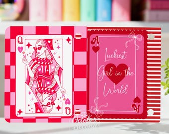 Reversible Kobo Libra Clara Case Insert, Coquette Queen of Hearts, Luckiest Girl in the World