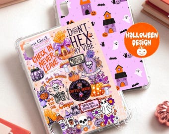 Reversible iPad Case Insert, Don't Hex My Vibe and Purple Haunted House Print