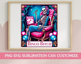 Bingo B*itch - Cute Tarot Card Inspired SVG & PNG | Digital Download | Birthday Gift | Game Night Clipart | Girly Graphics | Sassy Tarot