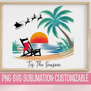 To jest sezon - Holiday Beach Kolorowy SVG PNG | Słodka grafika | Świąteczny clipart | Pobieranie cyfrowe | Retro Boże Narodzenie | Tropikalny