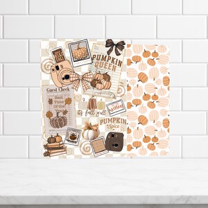 Reversible Kindle Case Insert, Pumpkin Queen Neutral Fall Collage and Pumpkin Print image 2