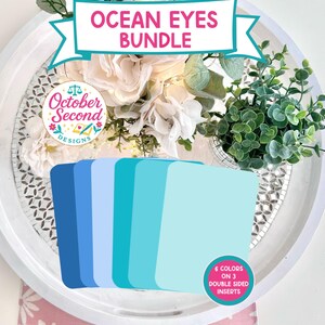 Reversible Kindle Case Insert Set, Ocean Eyes Blue Solid Colors, 6 Shades 画像 1