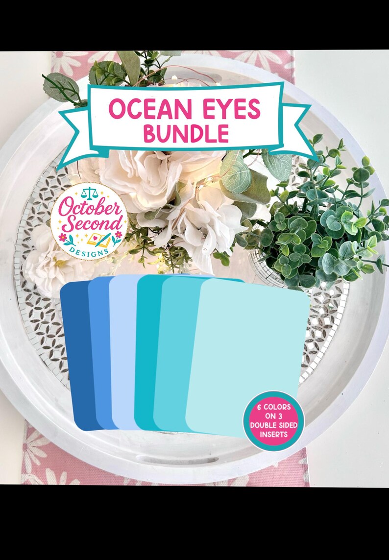 Reversible Kindle Case Insert Set, Ocean Eyes Blue Solid Colors, 6 Shades 画像 1