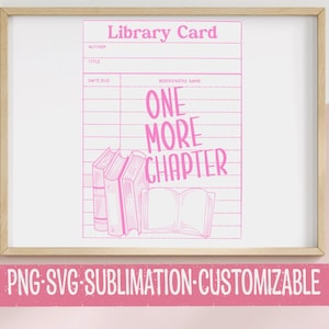 Nog één hoofdstuk schattige bibliotheekkaart, png en SVG | Digitale download | Clipart-png-bestand lezen | Boekenstok | Digitale download | Bibliotheekafbeeldingen