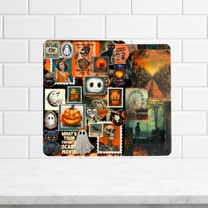 Reversible Kindle Case Insert, Vintage Halloween Photo Collage, Orange Black Gothic Bild 2
