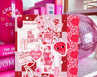 Reversible iPad Case Insert — Bookish Soul Sticker Print and Pink Rose Checker