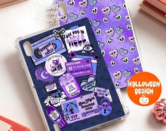 Purple Goth Cutie iPad Case Insert | Reversible Halloween Horror Romance Sleeve Design
