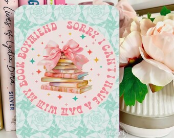 Reversible Kindle Case Insert, Book Boyfriend Coquette and Pink Mint Gingham Bows