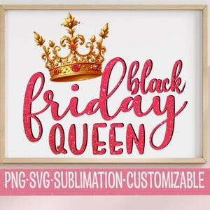 Black Friday Queen - Holiday Colorful SVG PNG | Grafika kobieca | Clipart świąteczny | Rodzina | Pobieranie cyfrowe | Zakupy | Wykorzystanie komercyjne