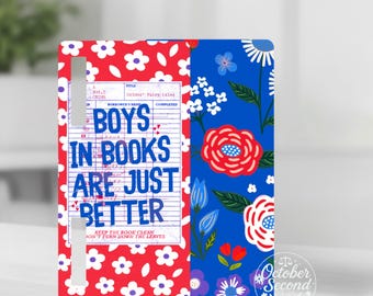 Reversible Boox Case Insert, Boys in Books Are Just Better & Blue Botanical Library Card
