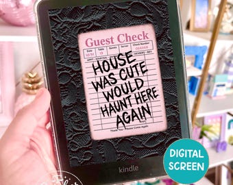 Pink Gothic Halloween Guest Check Kindle Lock Screen (Digital Download)