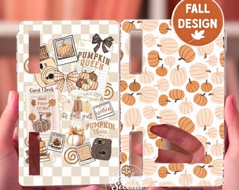 Reversible Boox Case Insert, Pumpkin Queen Fall Sticker Print and Tan Harvest Pattern