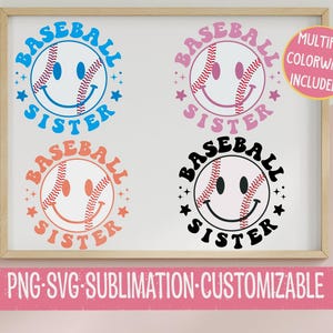 Baseball Sister PNG & SVG Bundle: Vintage Style Game Day Graphics (Digital Download