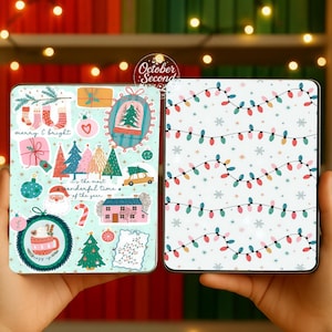 Étui réversible pour liseuse Kindle : ambiance pastel bohème et joyeuse de Noël image 1